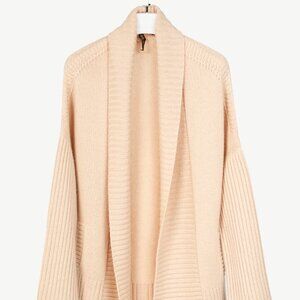 Loro Piana Cream Cashmere Open-Front Shawl Cardigan